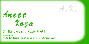 anett kozo business card